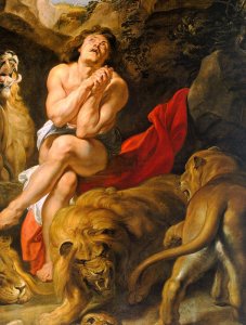 Daniel in the Lions' Den (detail) 1613